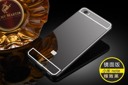 Добави още лукс Бъмпъри за телефони Луксозен алуминиев бъмпър с твърд огледален черен гръб за XIAOMI Mi Note pro 5.7 